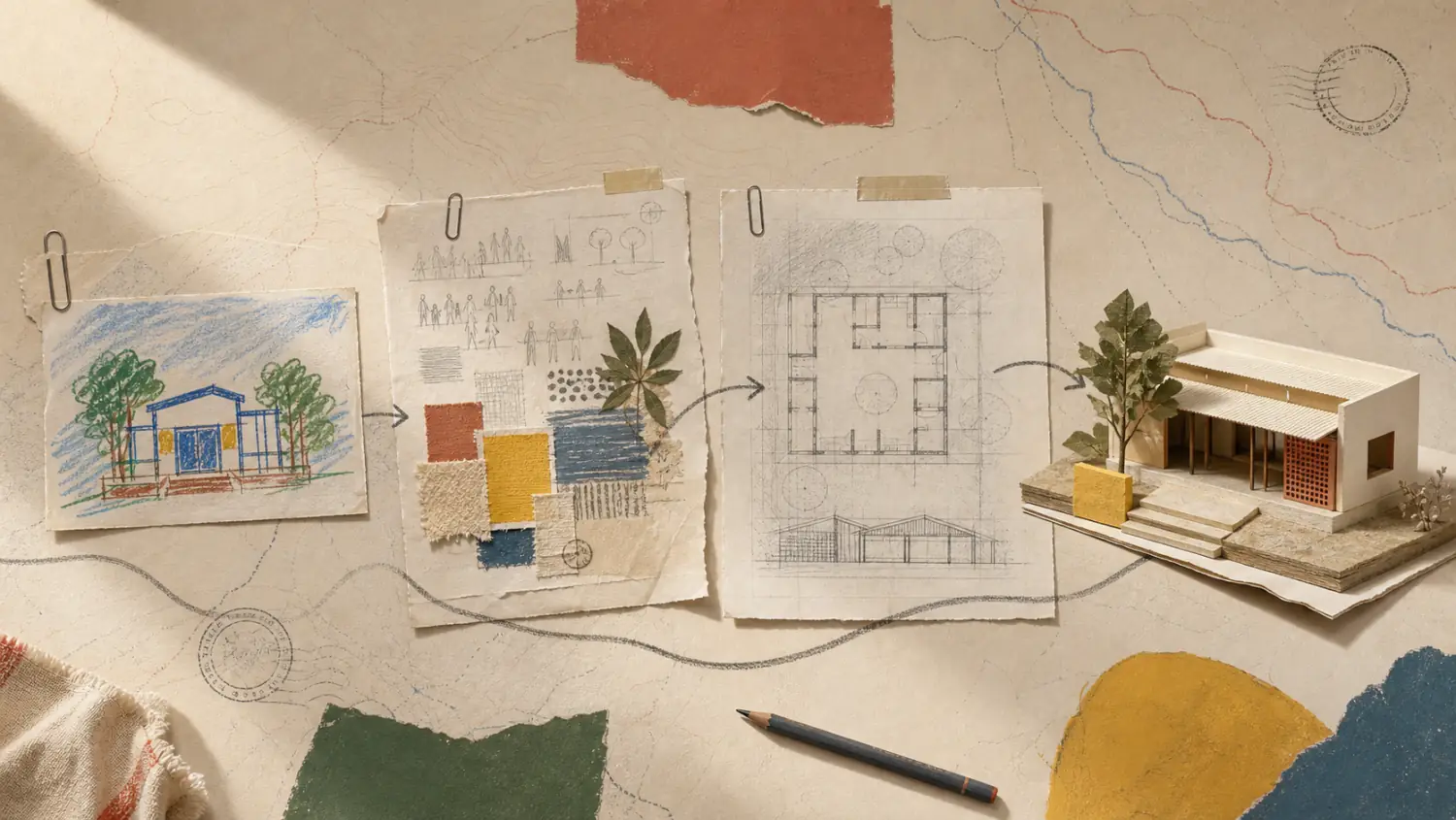 A child’s library drawing becoming a shared plan and a welcoming reading room